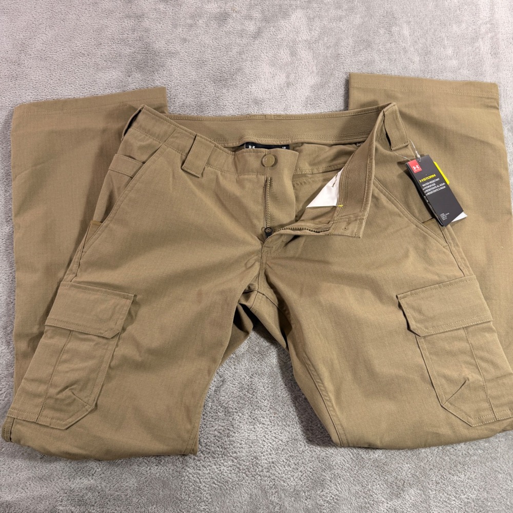 Under Armour Cargo Pants Womens 12 Tan Storm Water Resistant Tactical 1254097